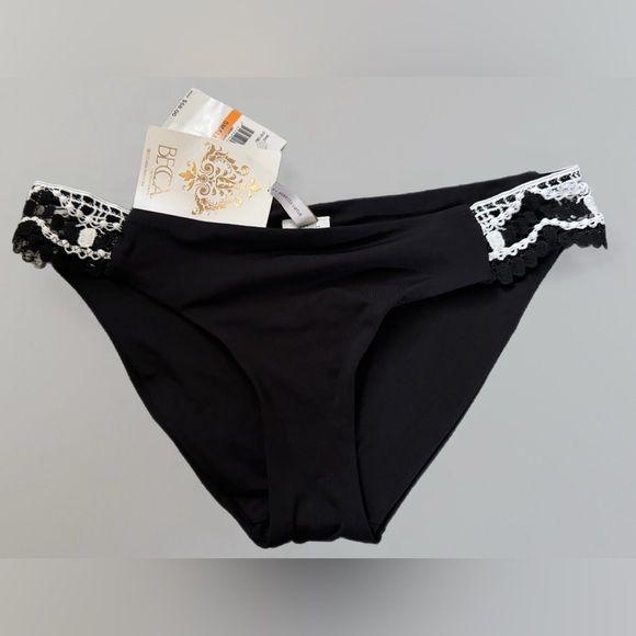 BECCA X Rebecca Virtue Black & White Hipster Bikini Bottom Size Small NWT - Picture 4 of 14